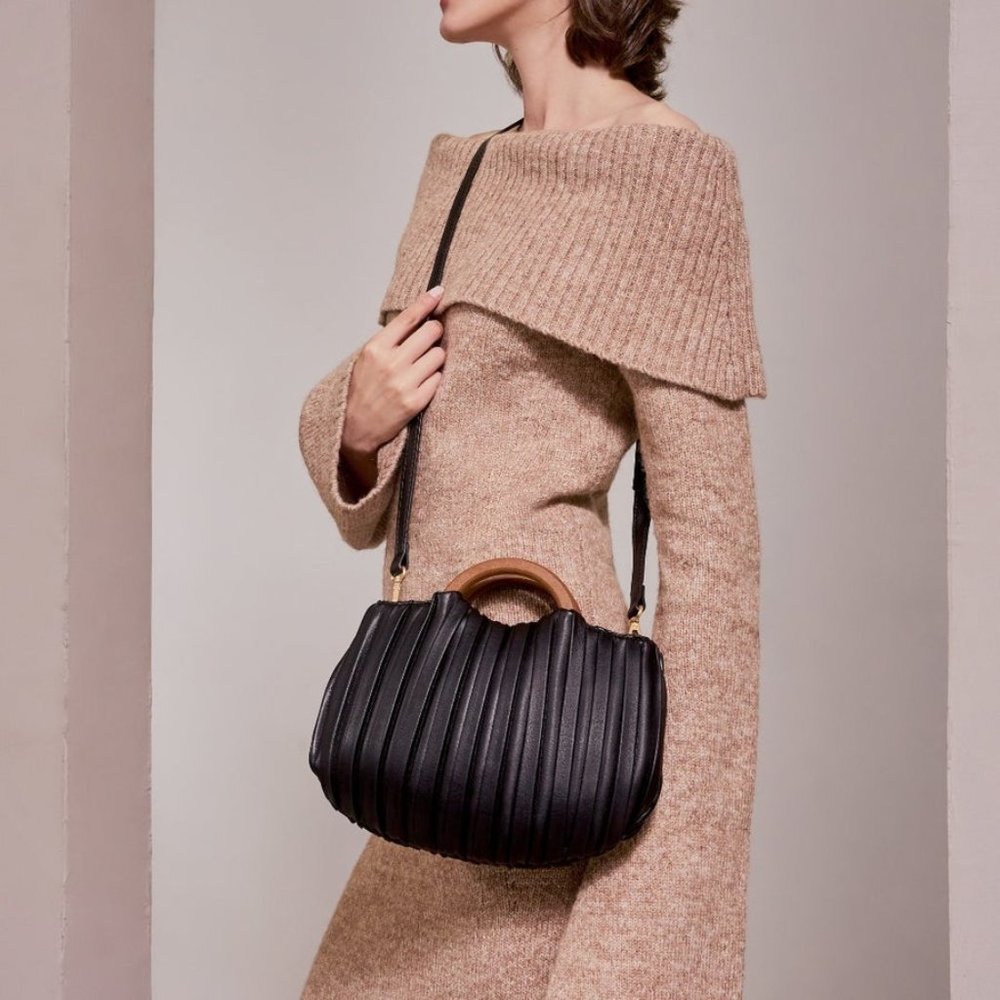 Melie Bianco Kate Black Vegan Leather Crossbody Bag